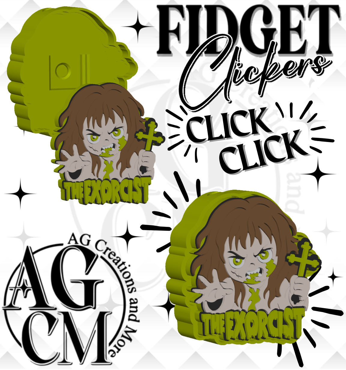 Possessed Girl 3D Fidget Clickers STL / 3MF Files