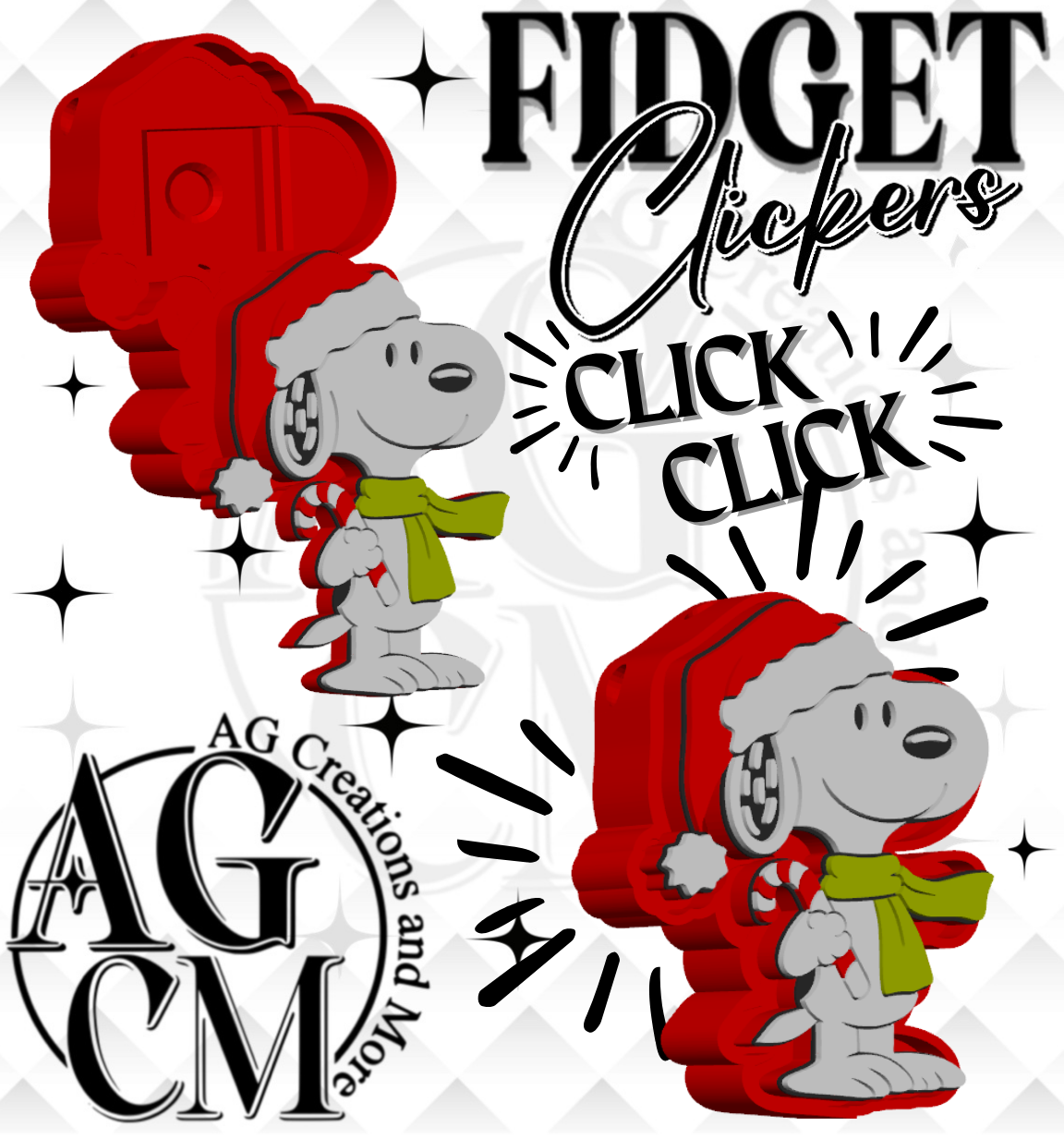 Christmas Dog 3D Fidget Clickers (wholesale)