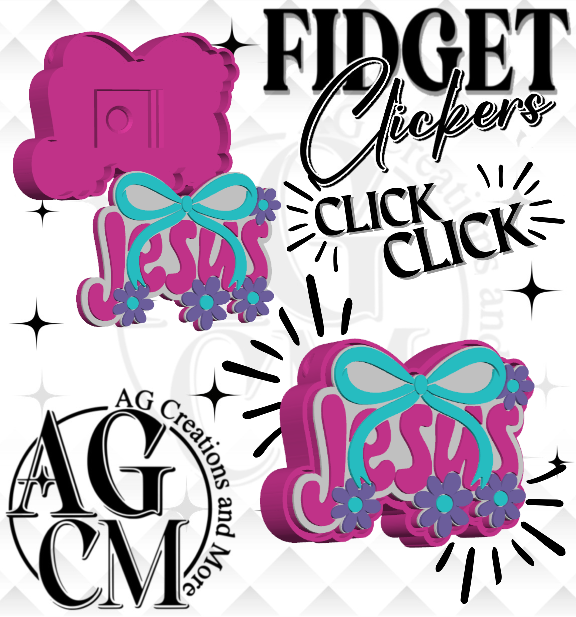 Jesus Bow 3D Fidget Clickers STL / 3MF Files