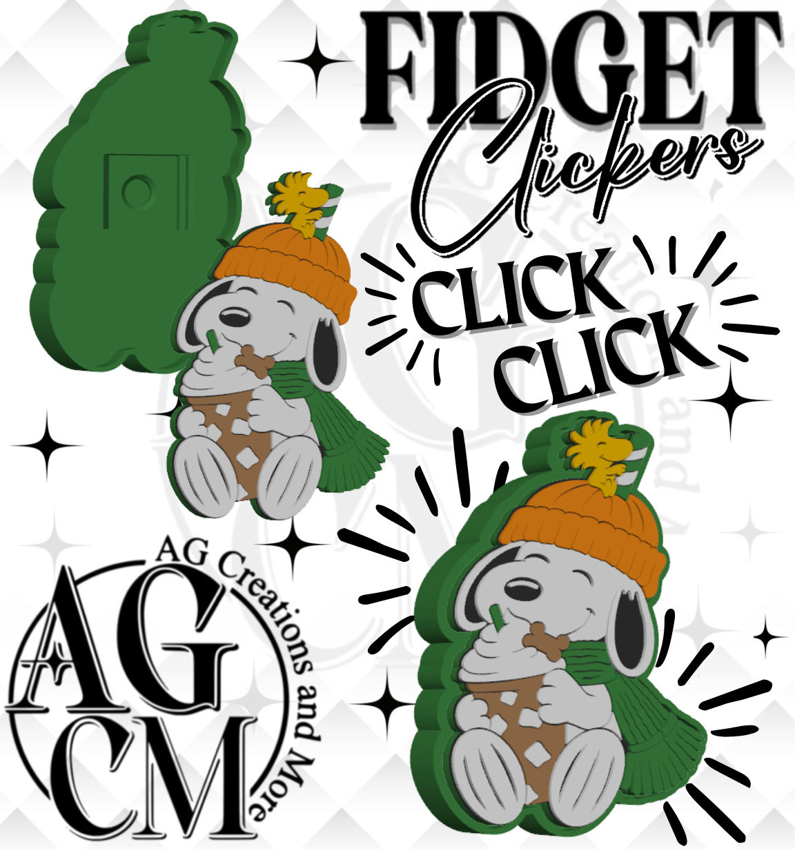 Green Pup 3D Fidget Clickers STL / 3MF Files