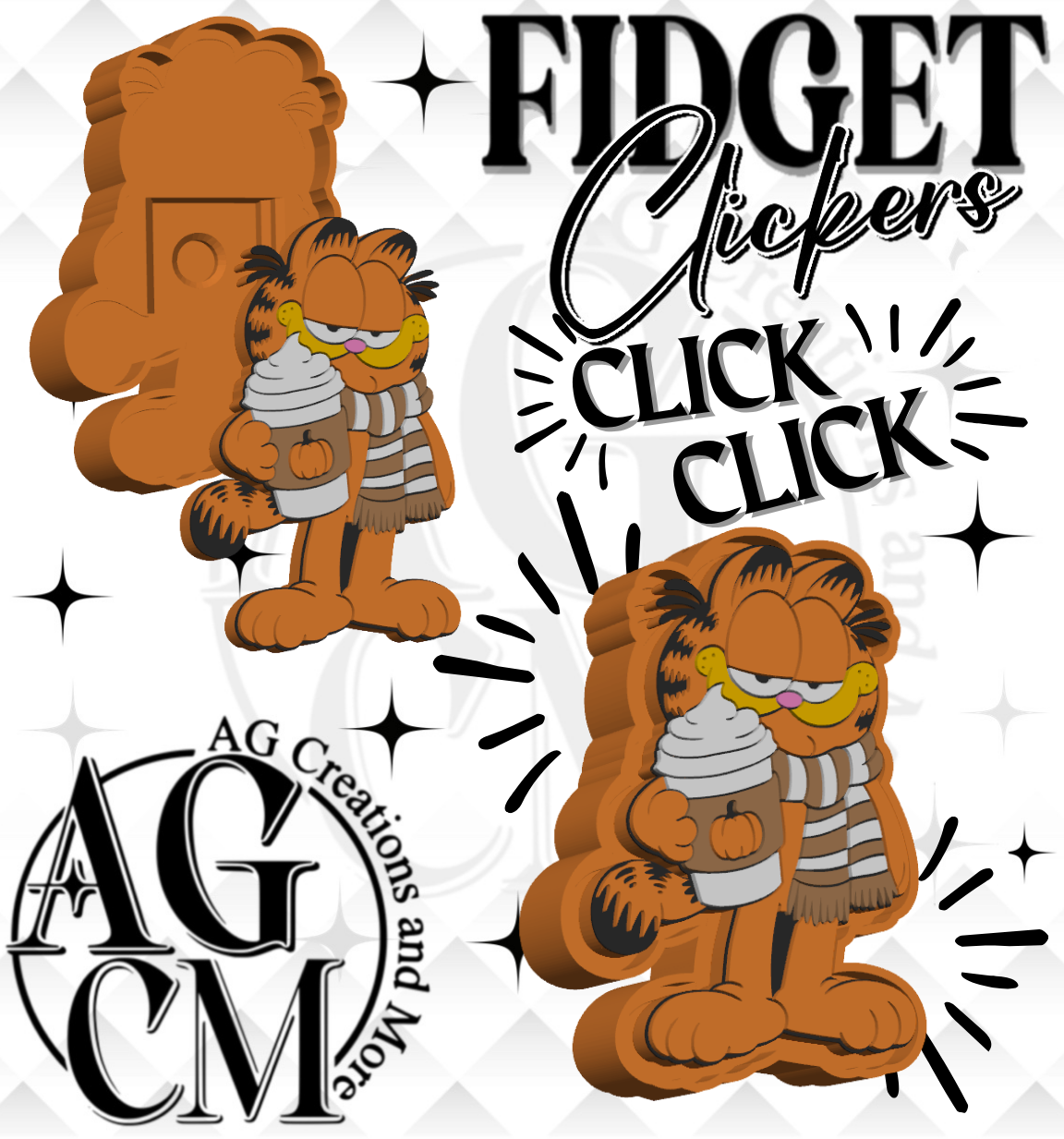 Fall Orange Cat 3D Fidget Clickers (wholesale)