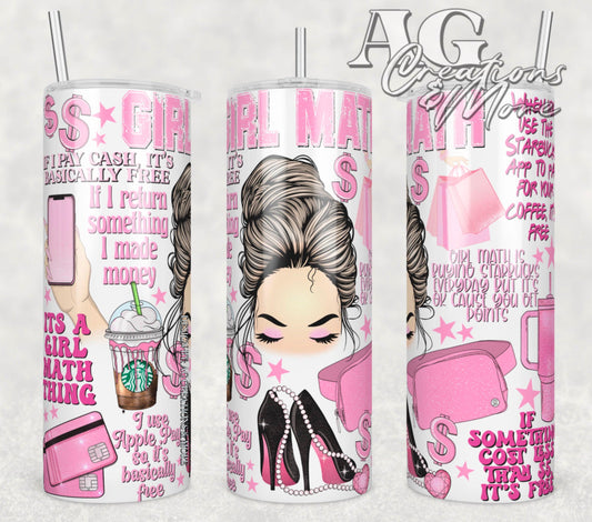 Girl Math Tumbler Digital File