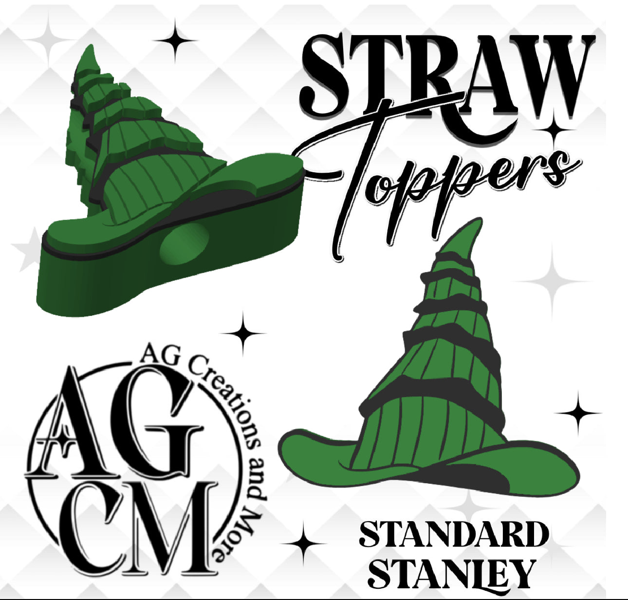 Witches hat  3D Straw Toppers