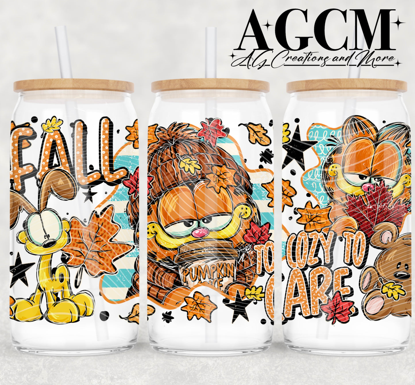 Fall Orange Cat 16oz Libby wrap PNG