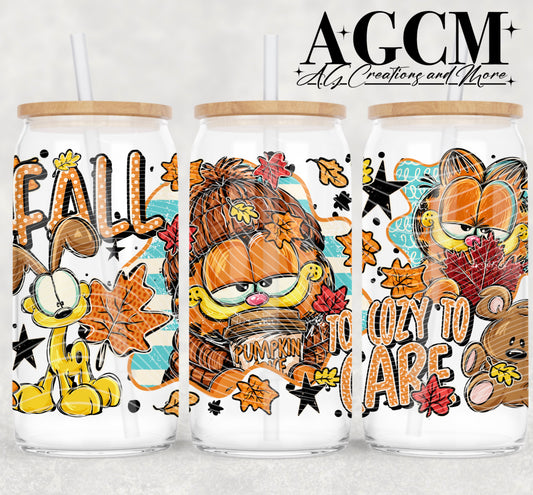 Fall Orange Cat 16oz Libby wrap PNG