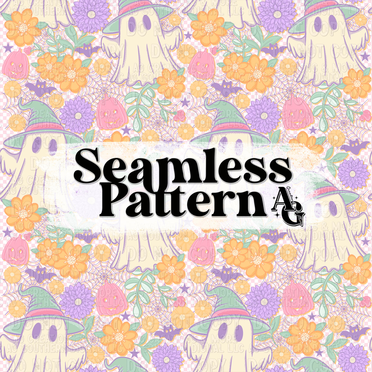 Floral Ghost Seamless pattern