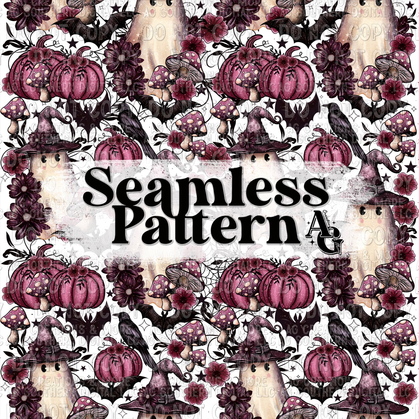 Little Witch Ghost Seamless pattern