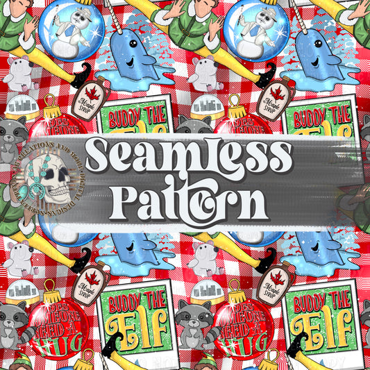 Elf Seamless Christmas Pattern