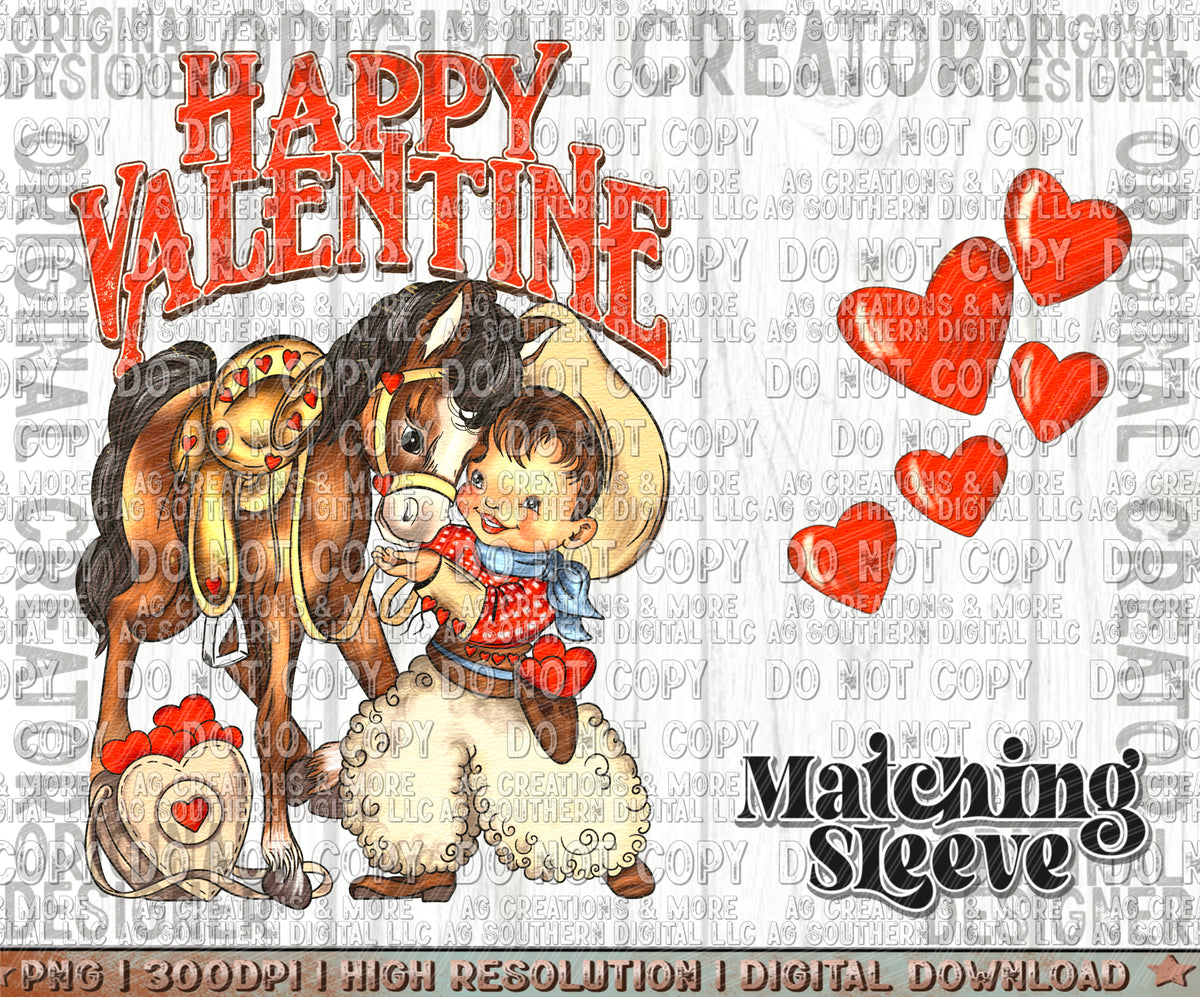 Vintage, cowboy, Valentine sleeve set Digital Download