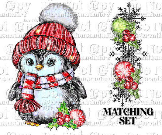 Christmas penguin Digital Download PNG