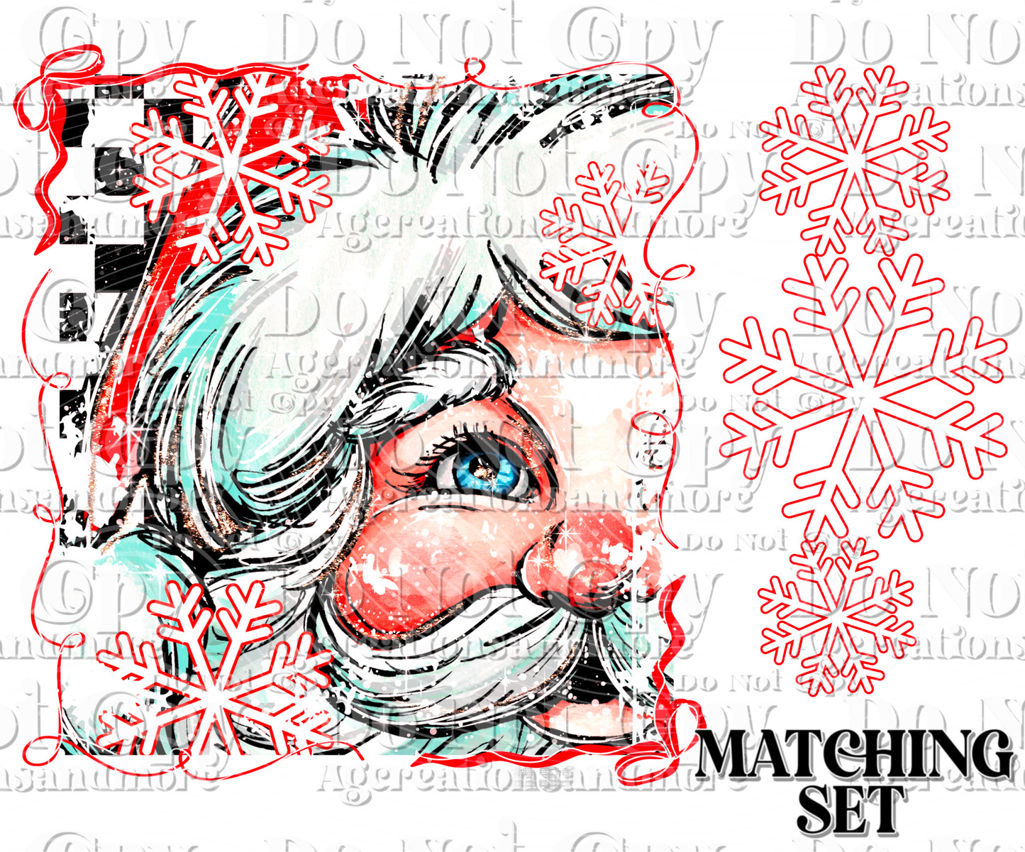 Close up Santa checkers set Digital Download PNG