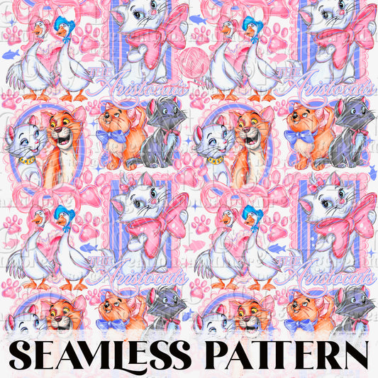 Cute Cat Marie Seamless Pattern PNG