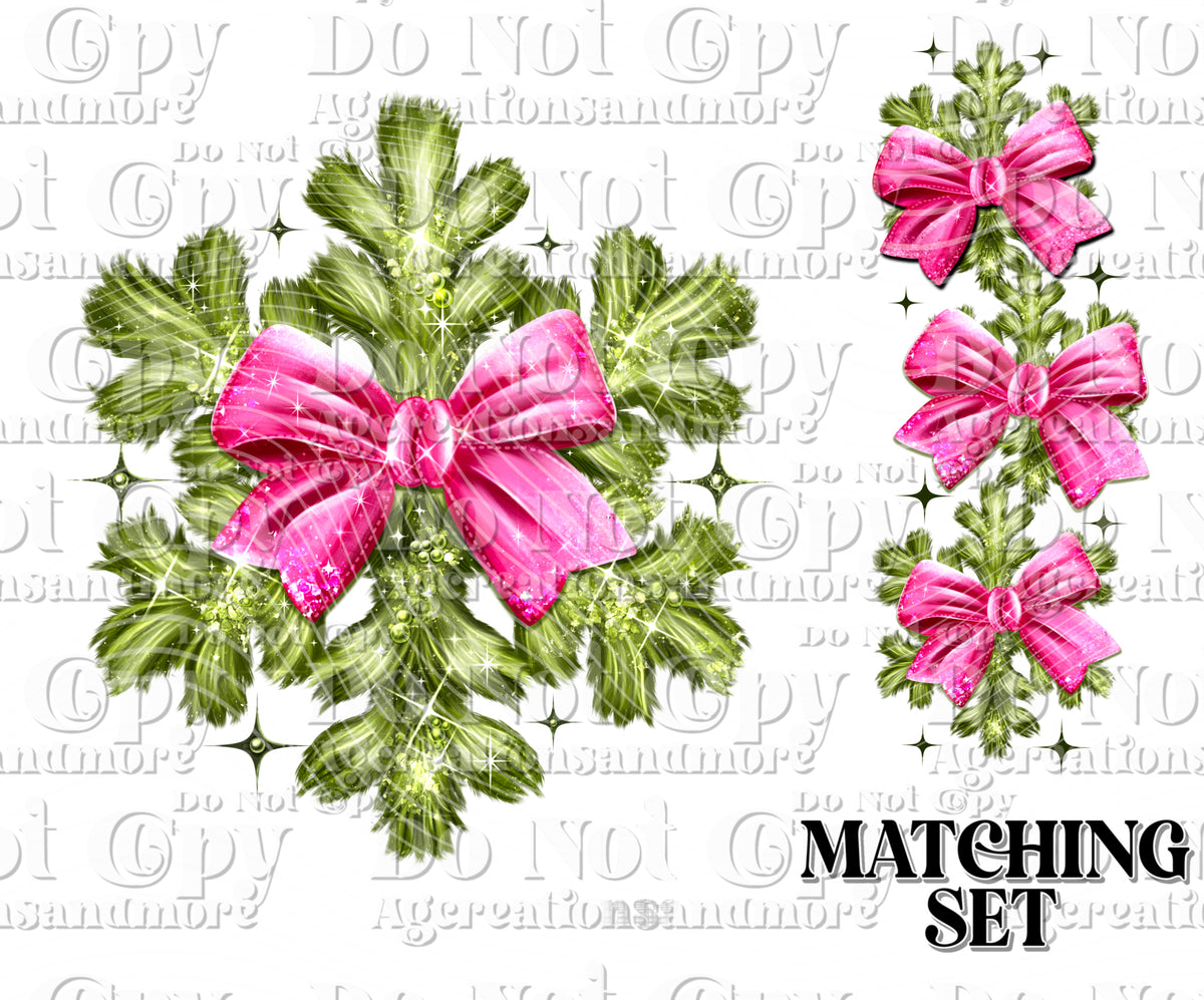 Green Snowflake Set Digital Download PNG