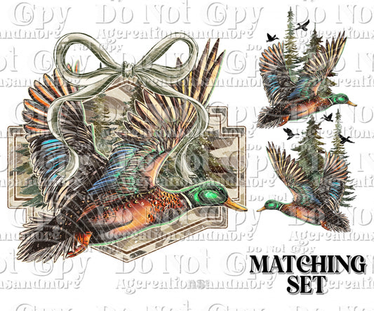 Waterfowl green bow set Digital Download PNG