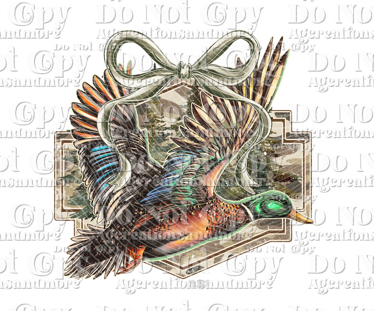 Mallard green bow Digital Download PNG