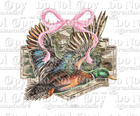 Mallard pink bow Digital Download PNG