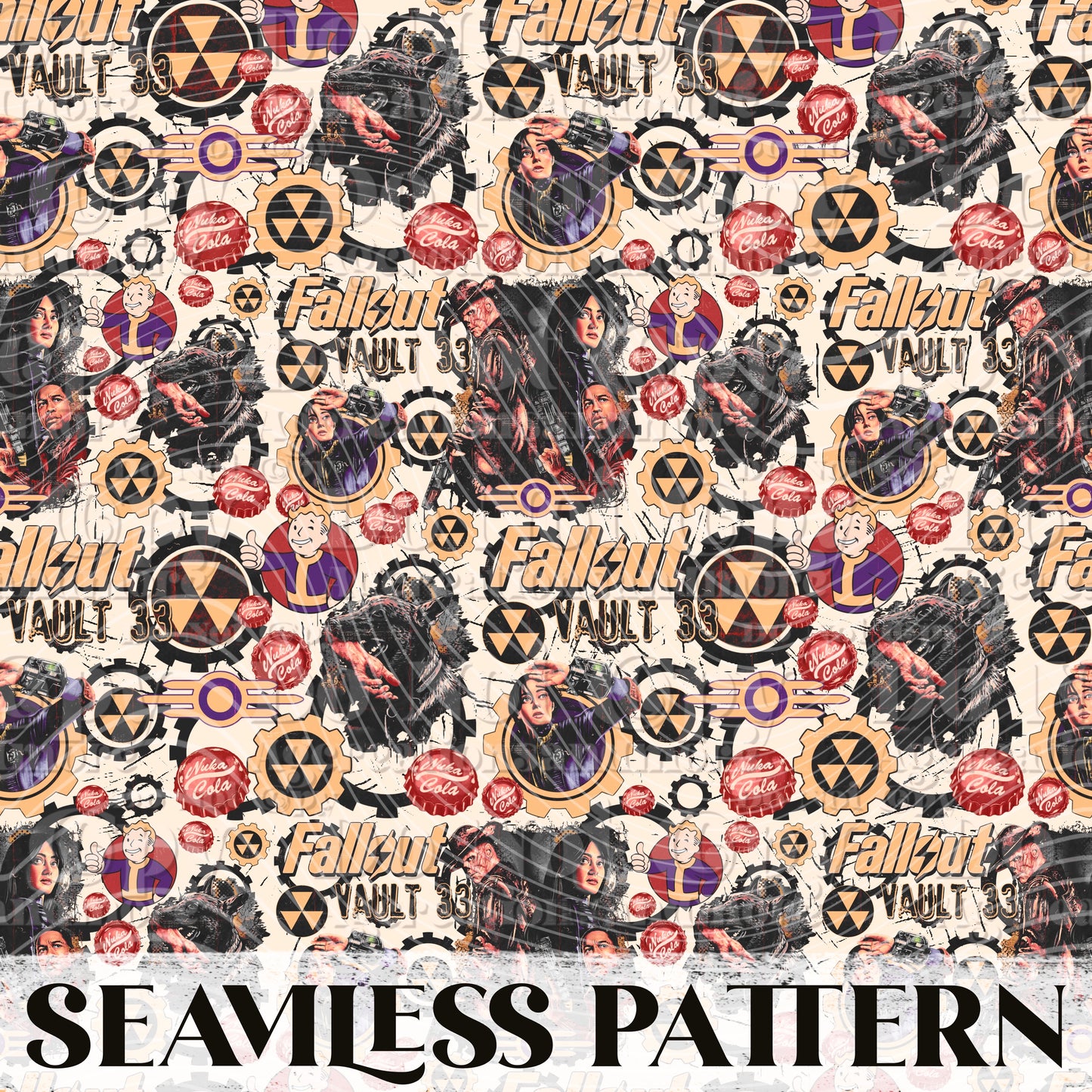 Fallout Seamless Pattern PNG