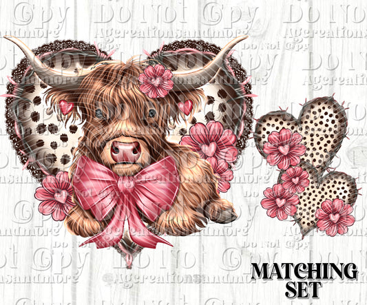 Highland cow Valentine Set Digital Download PNG