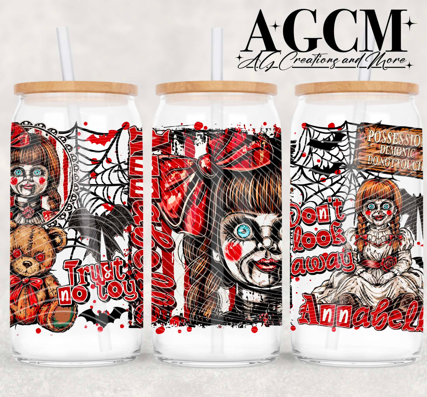 Spooky Doll 16oz Libby wrap PNG