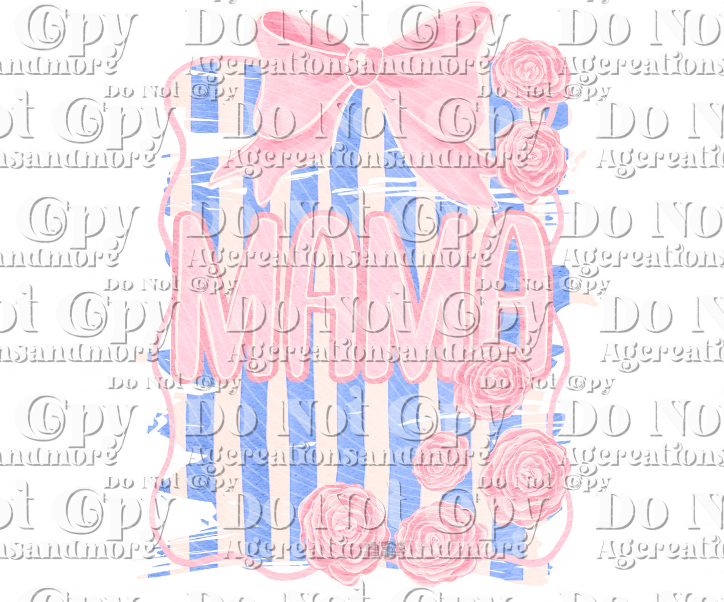 pink blue floral Mama Digital Download