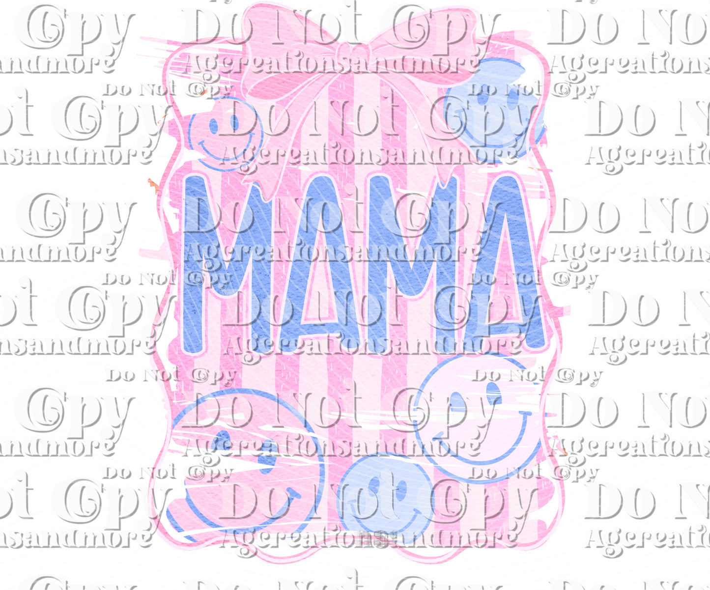 Girly pink blue Mama Digital Download