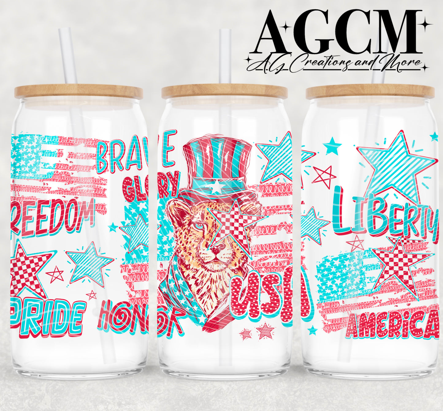 Freedom red 16oz Libby wrap PNG