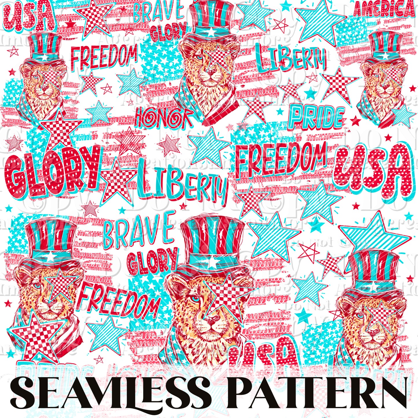 Freedom red Seamless Pattern PNG