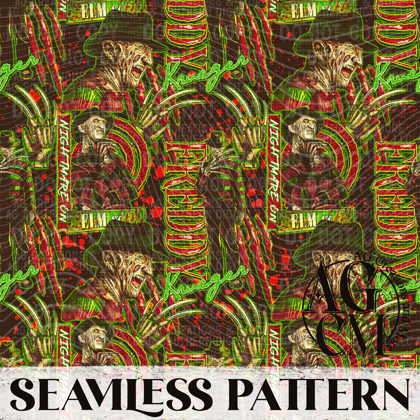 Nightmare on elm Seamless Pattern PNG
