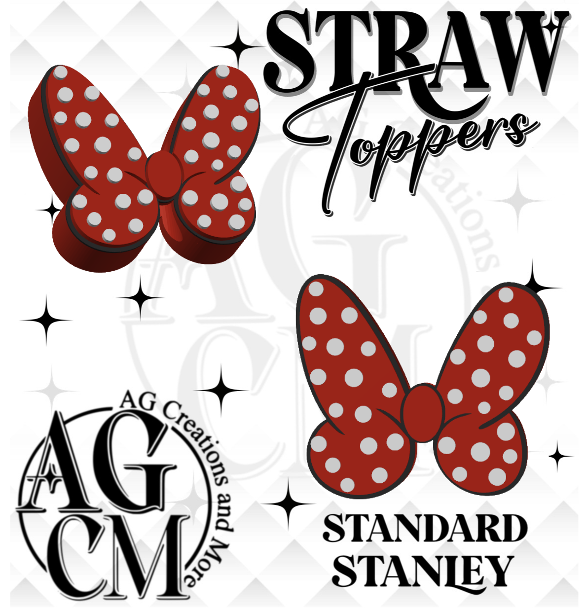 Mini bow 3D Straw Topper (wholesale)