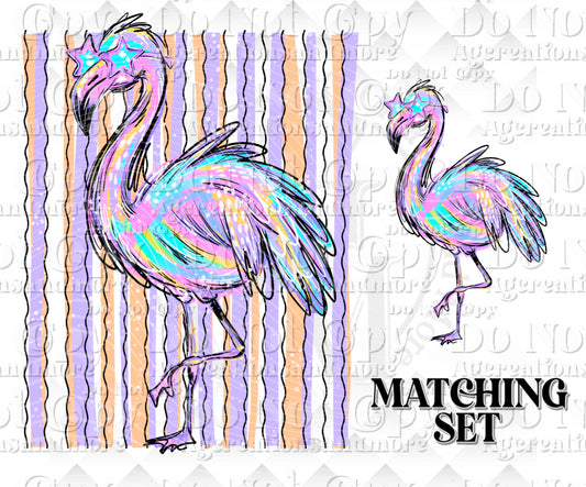 Flamingo no bow set Digital Download png design
