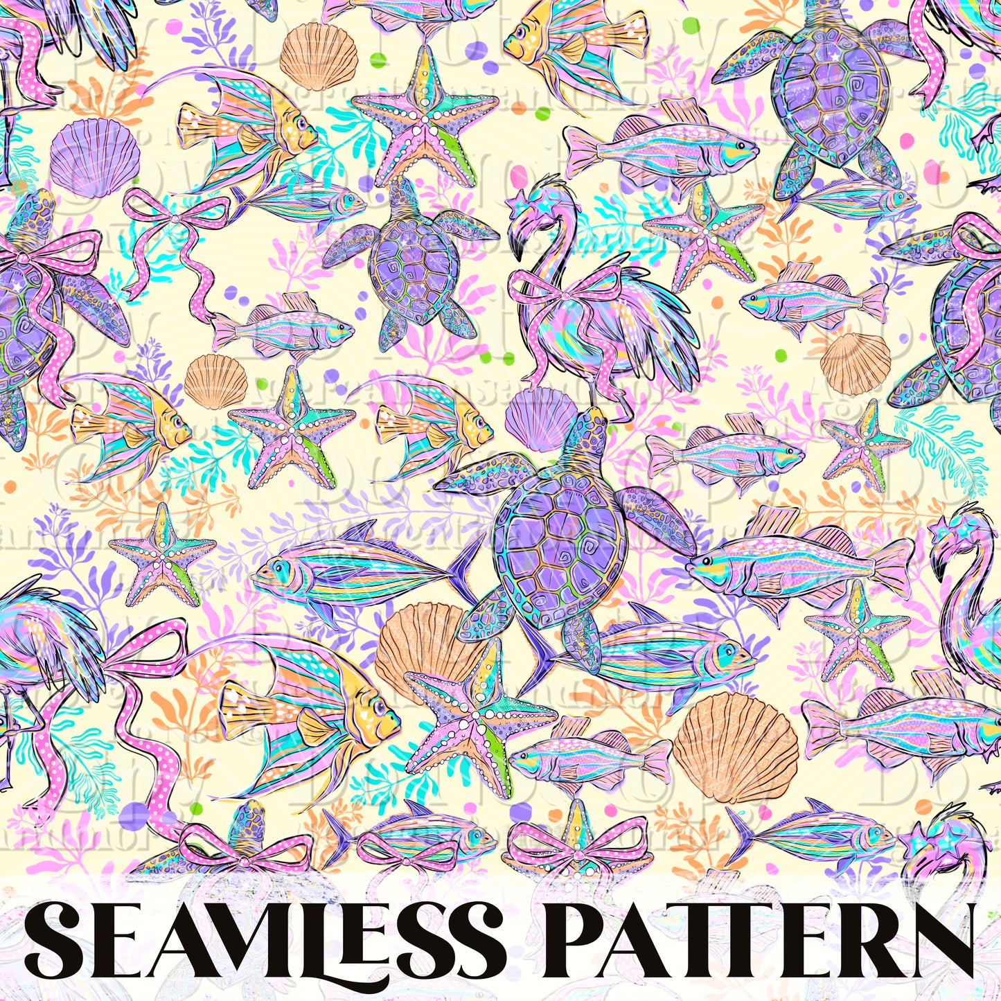 Sea animals Seamless Pattern PNG