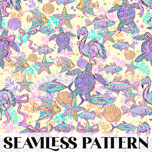 Sea animals Seamless Pattern PNG