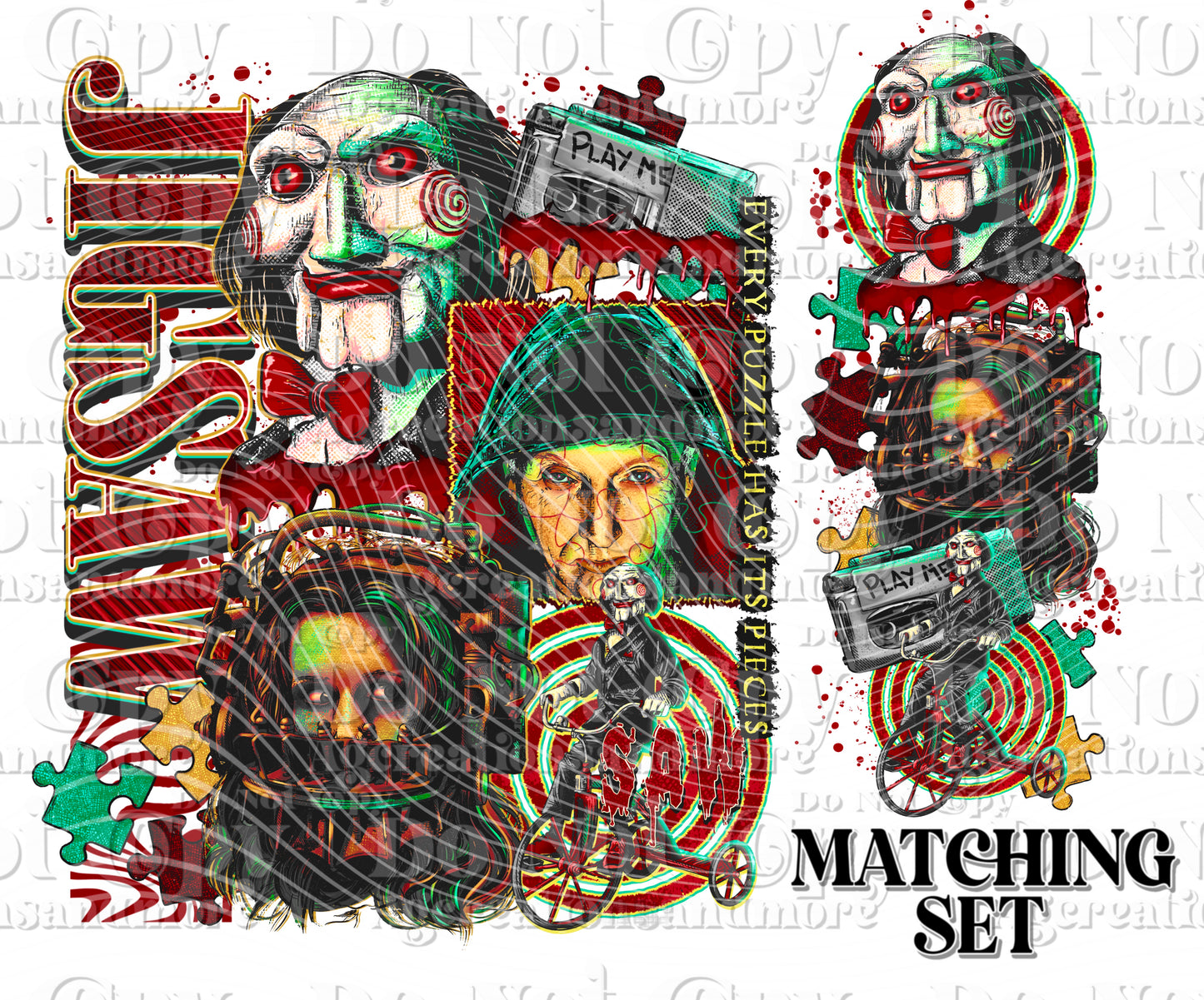 Jigsaw Saw Horror Set digital download PNG