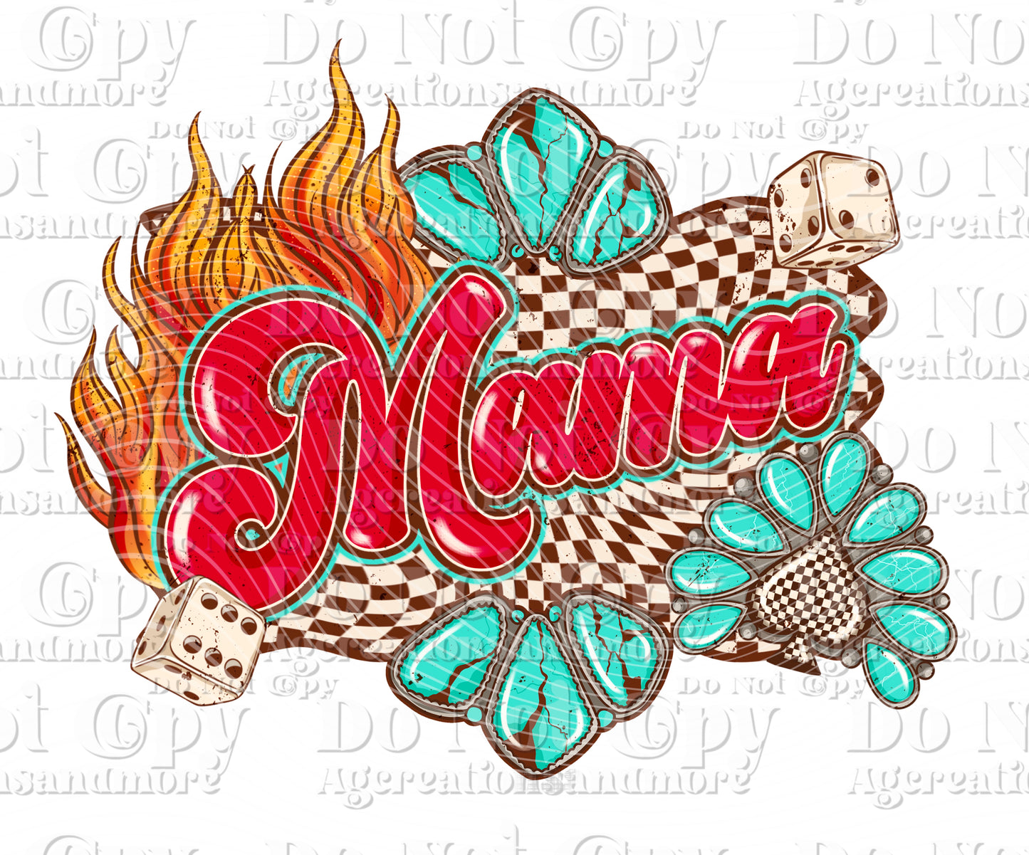 Checker Mama Spades fire  Digital Download PNG