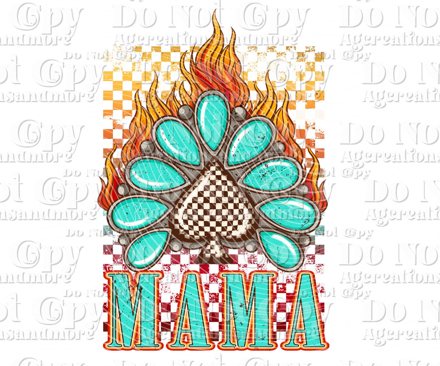 Checker Mama Spades fire  Digital Download PNG