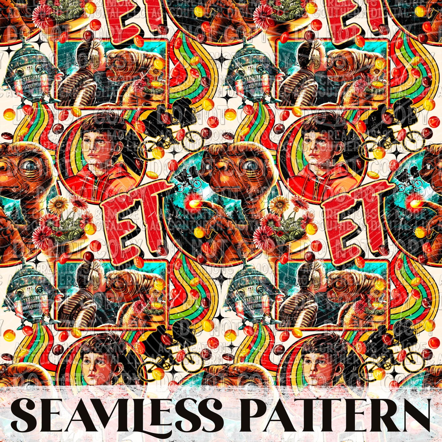 Phone Home Seamless Pattern PNG
