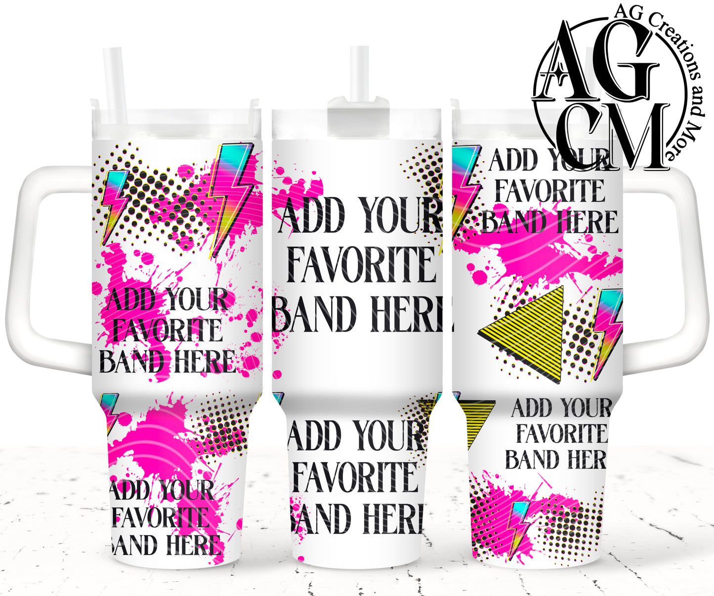 40oz Rock Bands (add your own) PINK Tumbler Digital Png