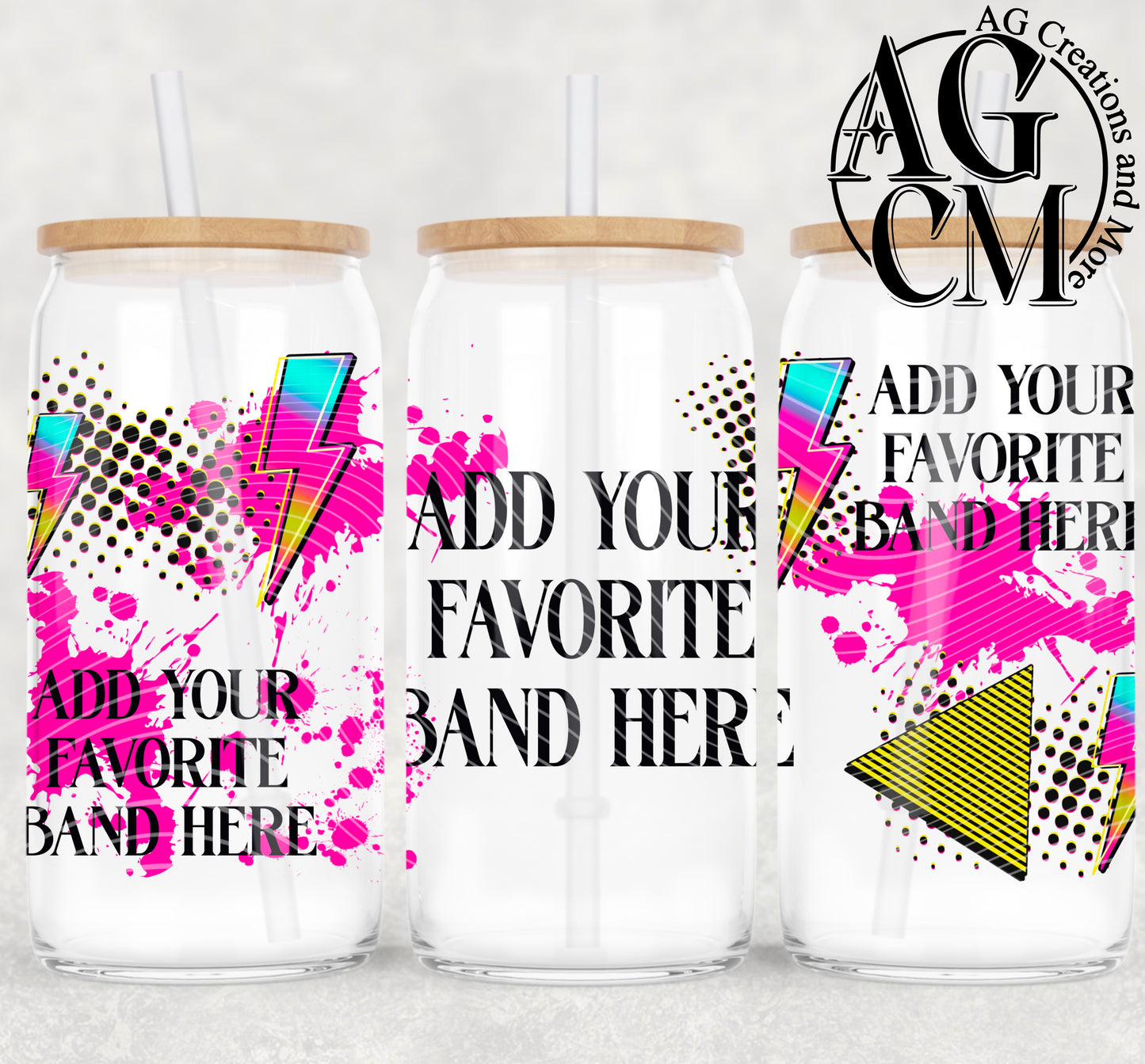 16oz Rock bands add your own PINK libby wrap PNG