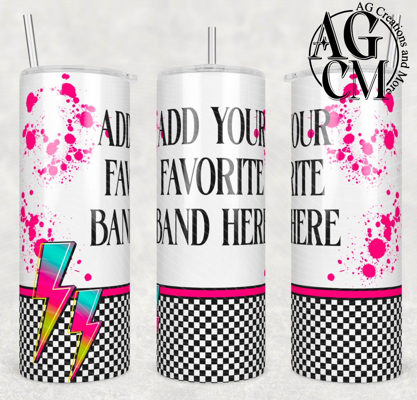 20oz Rock Bands blank Darker Pink Tumbler Digital Download PNG