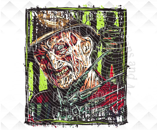 Elm street green stripes Digital Download png design