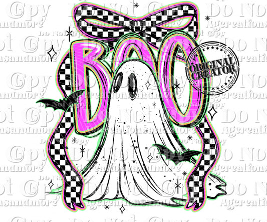 boo checker bow Digital Download PNG