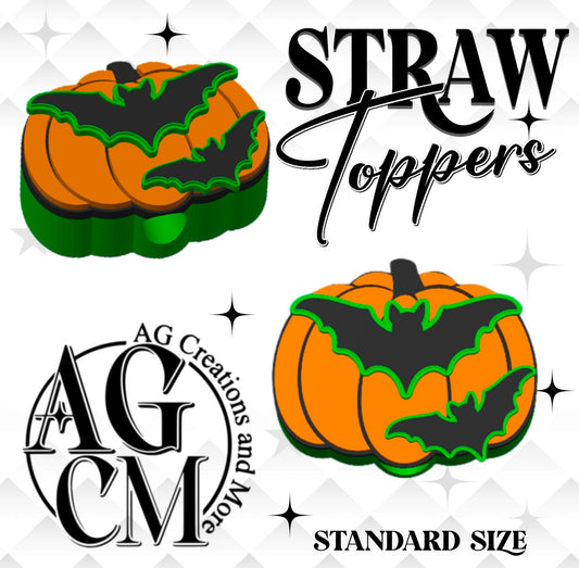 Bat Pumpkin 3D Straw Toppers
