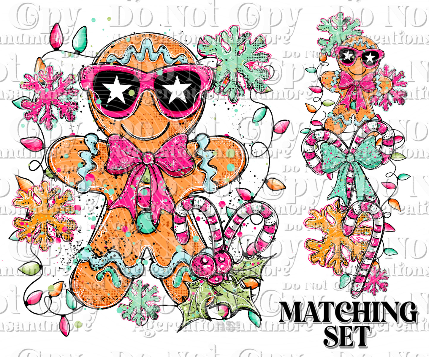 Doodle gingerbread man Set Digital Download PNG