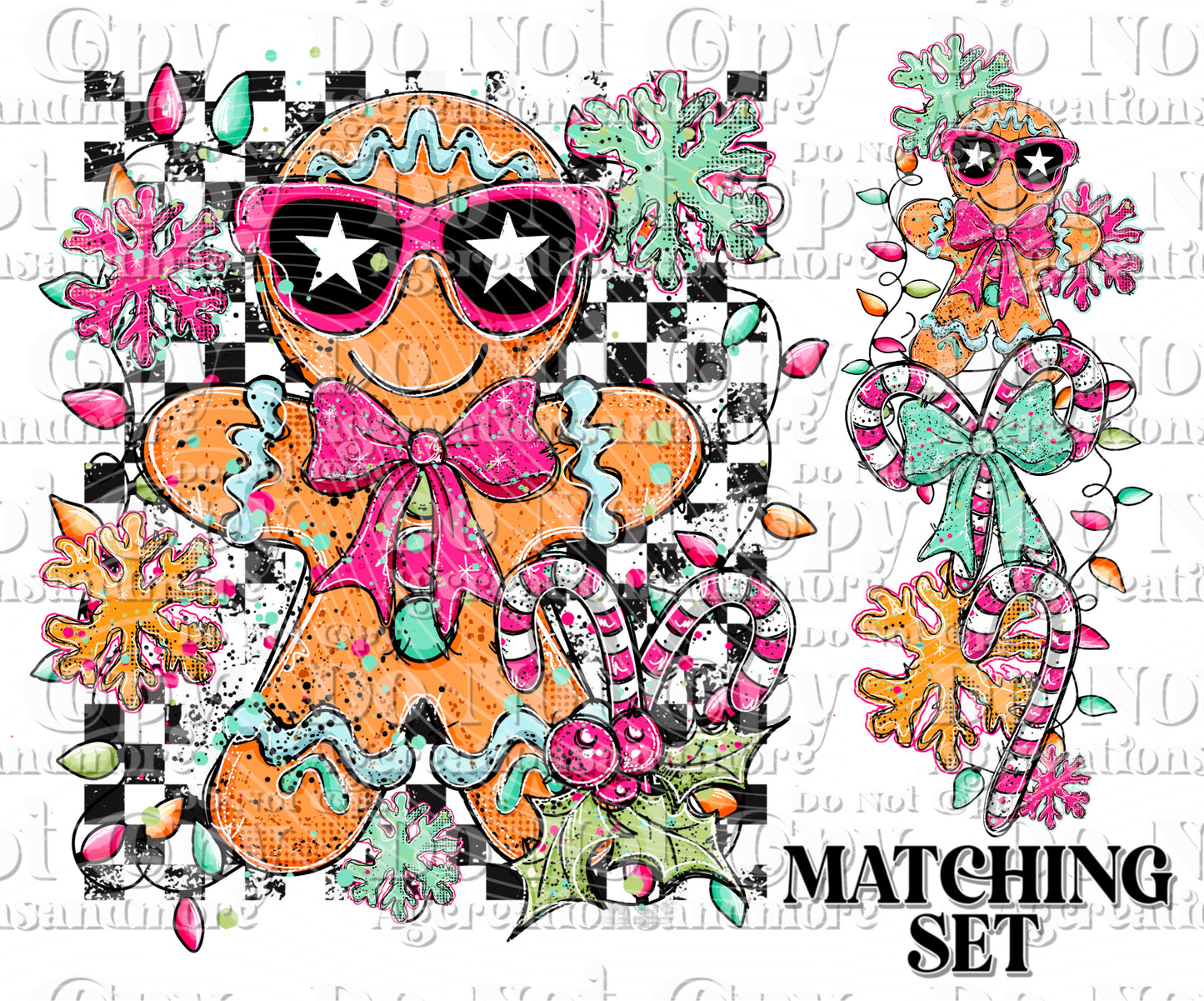 Checker Doodle gingerbread man Set Digital Download PNG