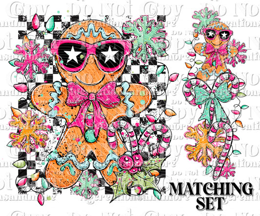 Checker Doodle gingerbread man Set Digital Download PNG