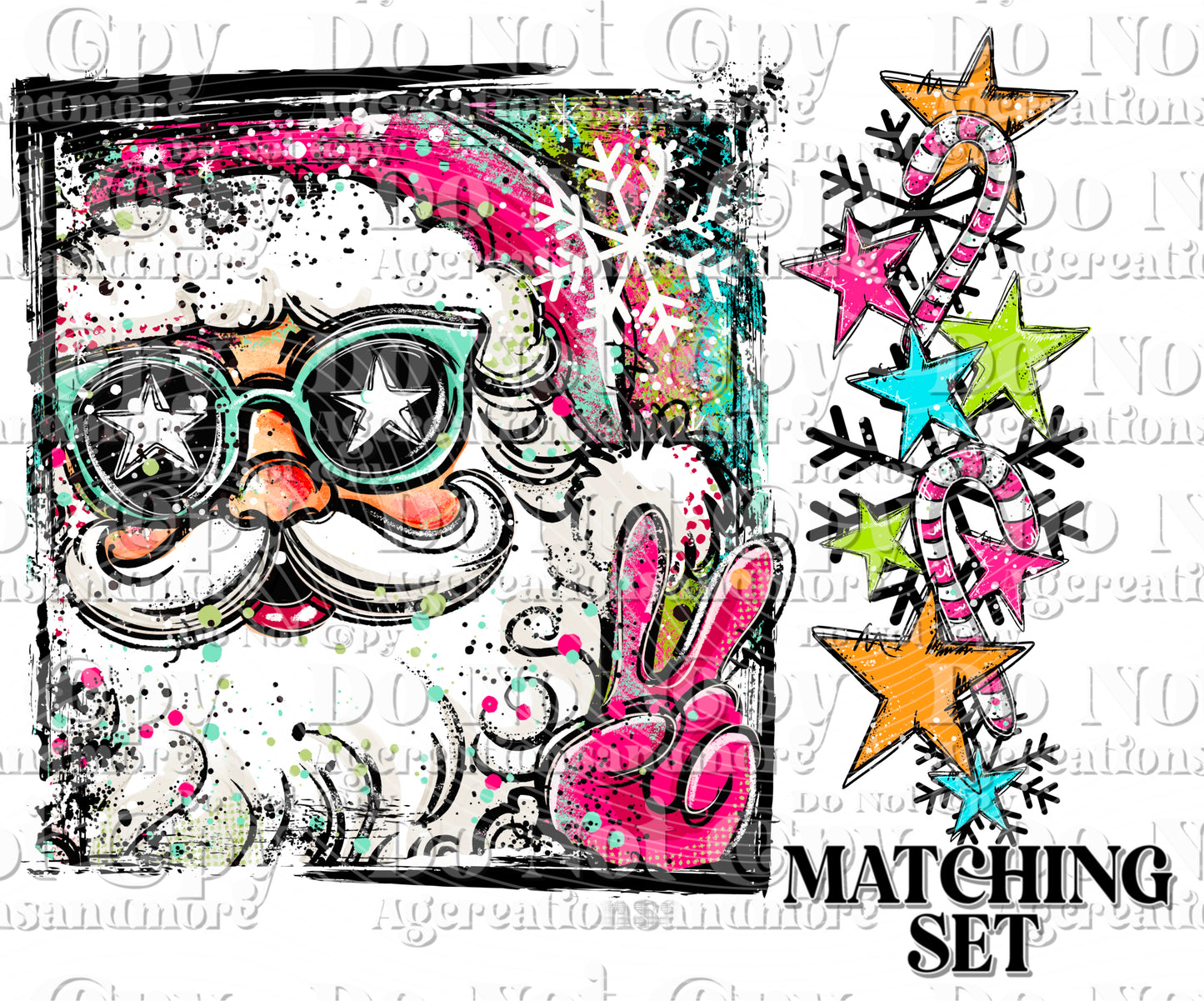 Selfie pic Doodle Santa Set Digital Download PNG