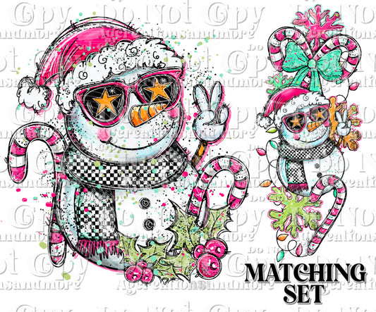 Doodle Snowman set Digital Download PNG