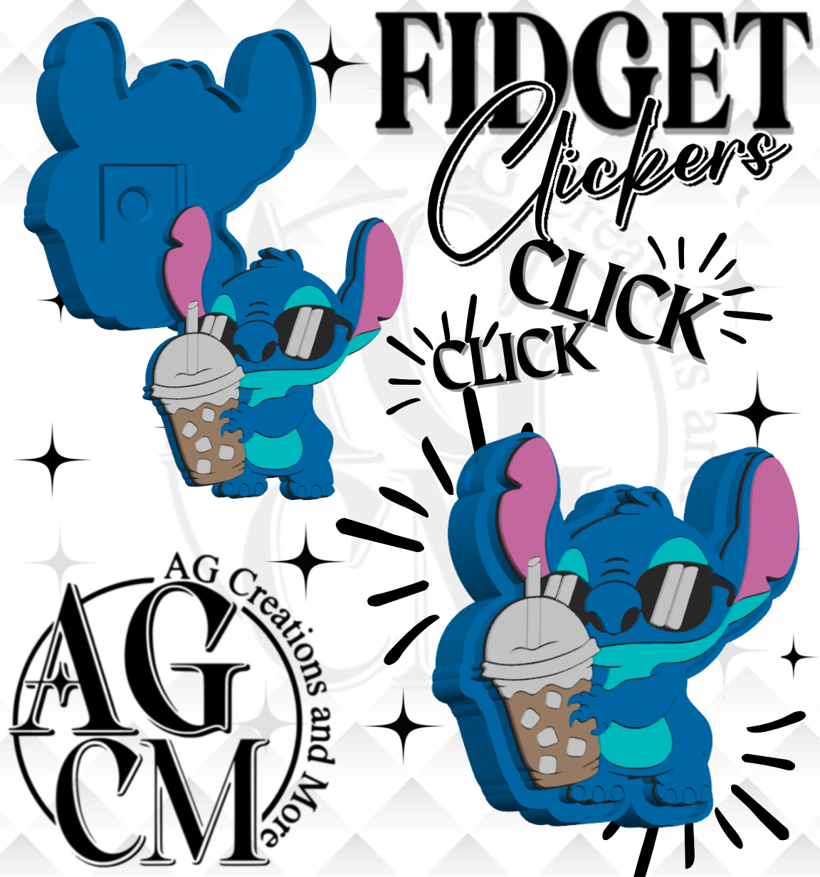 Blue Guy Coffee 3D Fidget Clickers STL / 3MF Files