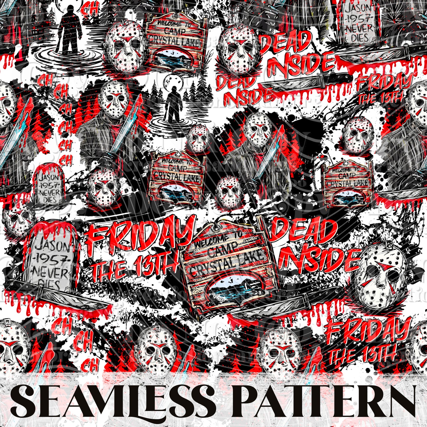 Dead Inside Seamless Pattern PNG