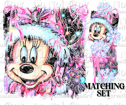 Girl Christmas mouse set Digital Download PNG